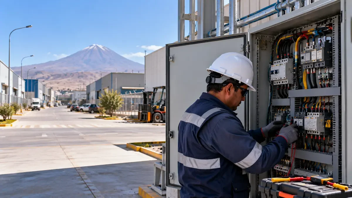 Técnico revisando tablero eléctrico
